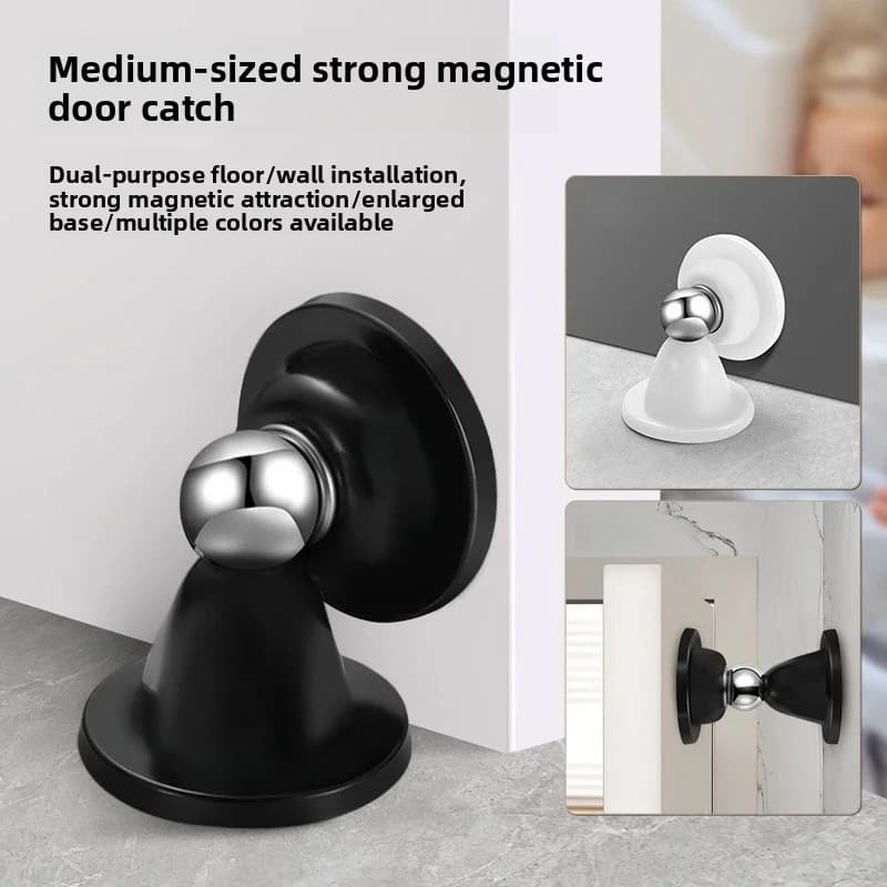 Fermaporta Magnetico in Silicone Antiurto, Montaggio a Pavimento Senza Foratura, Funzionamento Silenzioso per Bagno, per la Sicurezza