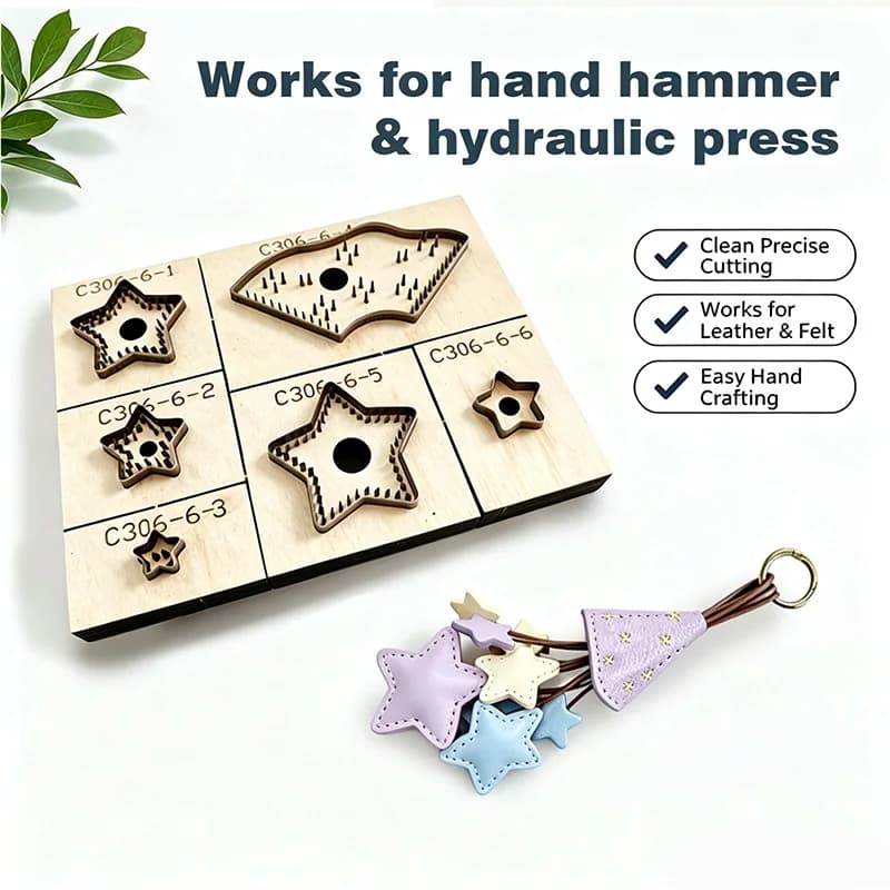 C306 Star Wind Chimes Leather Die Cutting Tool Set DIY Handmade Keychain Bag Car Decorations Punching down Tool Kit