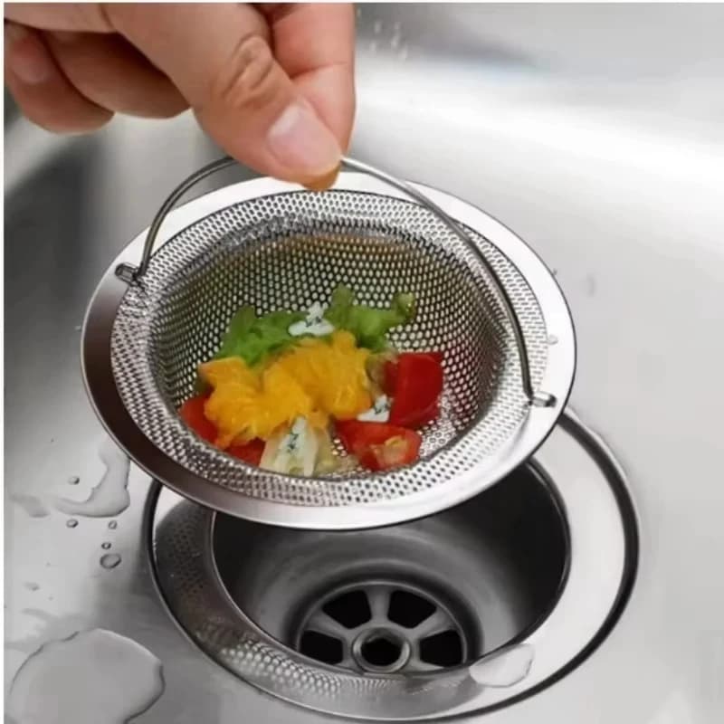 Kitchen Sink Strainer With Handle & Stopper Replacement Drain Basket Waste Hole Stainless Steel Mesh Filter Floor Drain New