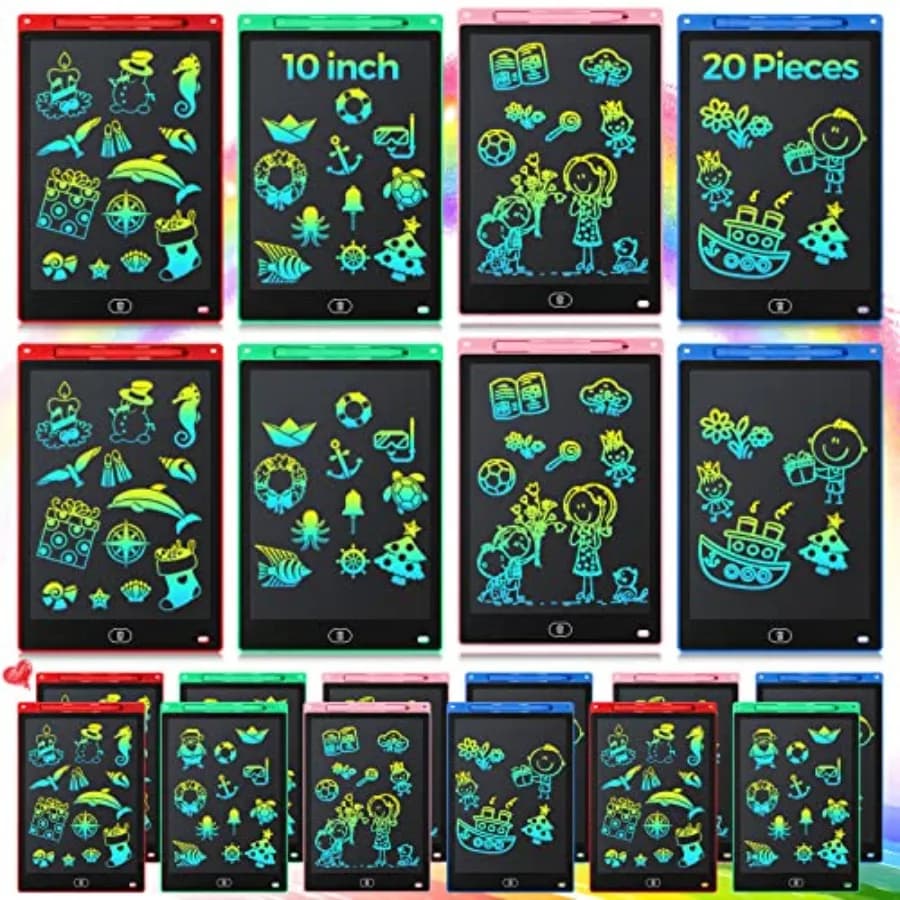 20 Pezzi Tablet LCD per Scrittura, Lavagna Elettronica da 10 Pollici, Schermo Colorato, Lavagna Cancellabile, Blocco da Disegno per Bambini