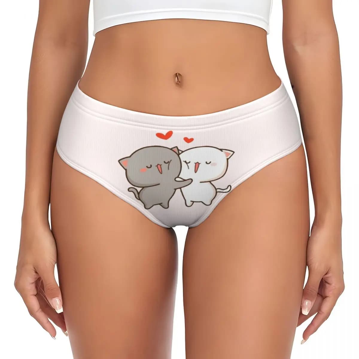 Mutandine da donna personalizzate Kawaii Mochi Cat Peach e Goma Hug, slip morbidi da donna