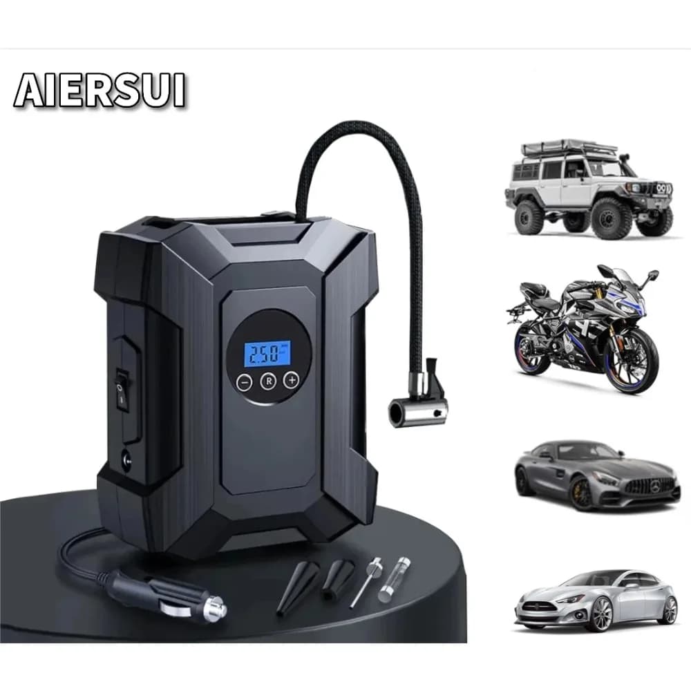 Suitu Pompa di Gonfiaggio 12V Compressore d'Aria per Auto Portatile per Moto Bicicletta Barca Gonfiatore per Pneumatici Pompa Gonfiabile Auto Digitale (Scatola)