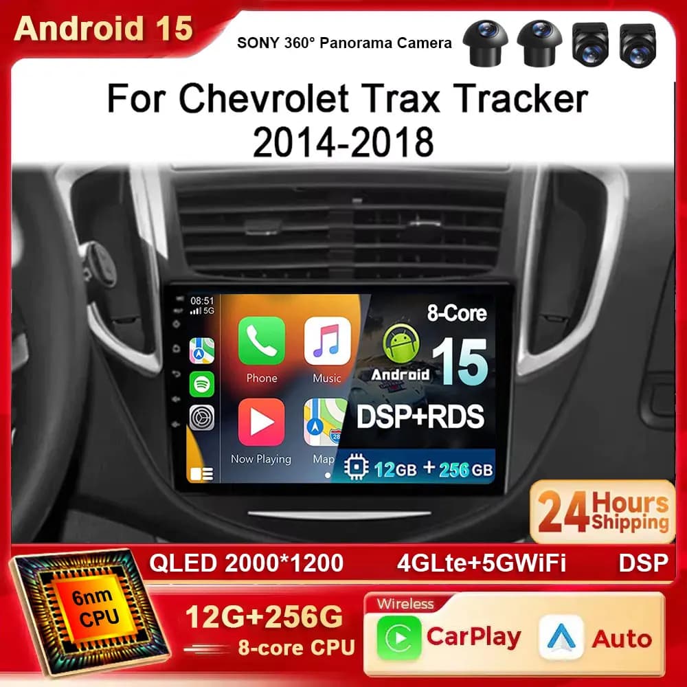 Android 15 4G WIFI Autoradio Per Chevrolet Trax 2014 - 2018 Lettore Video Multimediale Auto Stereo Navigazione GPS Carplay DSP DVD