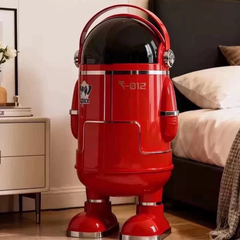 Novelty Astronaut Lidded Trash Can High Capacity, Unique Cute Decorative Garbage Bin Gift for Household Bathroom Kitchen