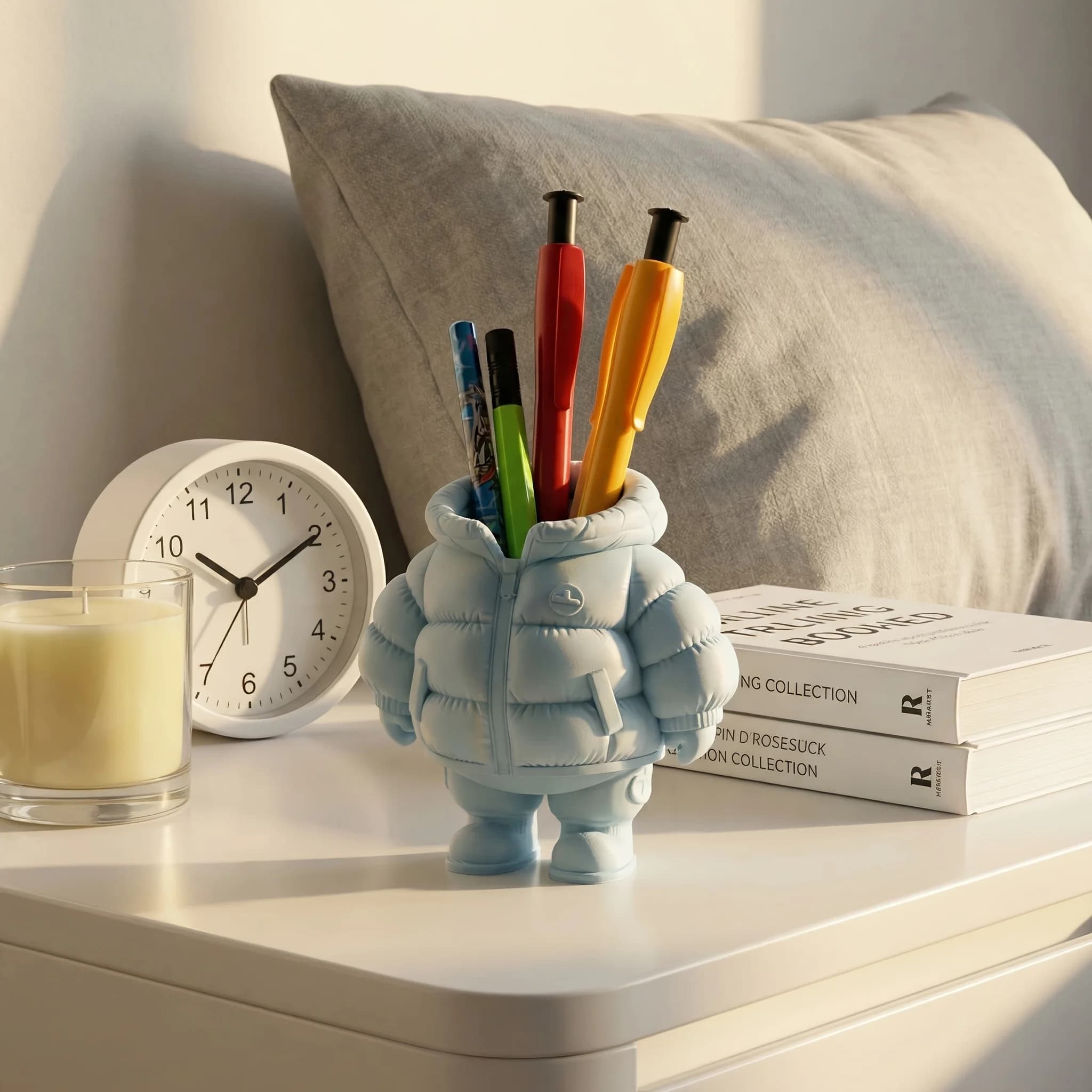 Creative 3D Printed Pen Holder, Unique Down Jacket Design with 2 Colors, Lovely Desktop Organizer for School Use