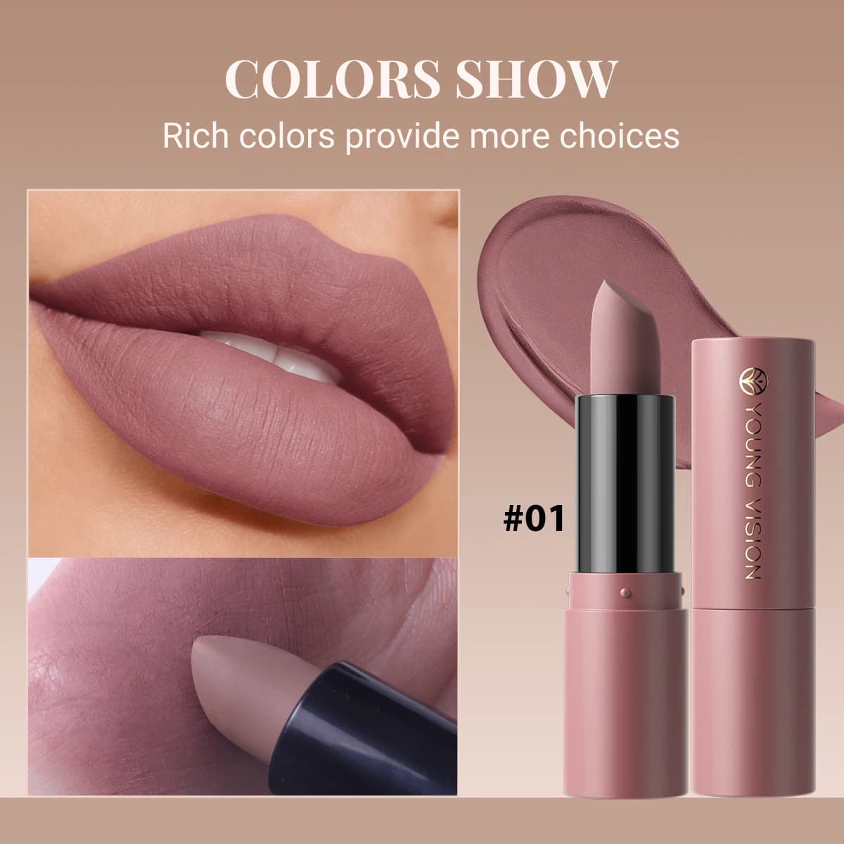 Rossetto opaco a 6 colori, non sbiadisce, tazza antiaderente Finitura in velluto a lunga durata, colore labbra liscio opaco Impermeabile a prova di sbavature