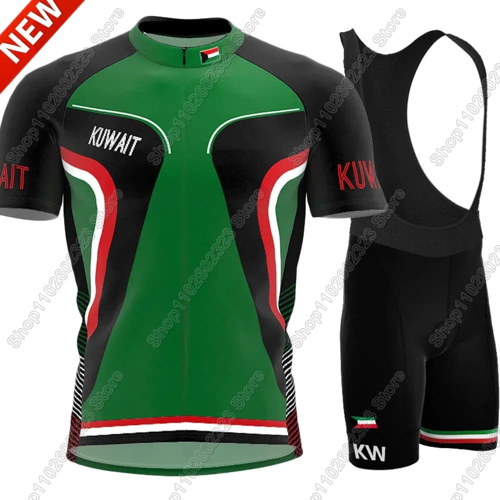 Kuwait National Team Cycling Jersey 2025 Set Summer Cycling Clothing Road Bike Shirts Jumpsuit Shorts with Bicycle Seats MTB Ropa Maillot