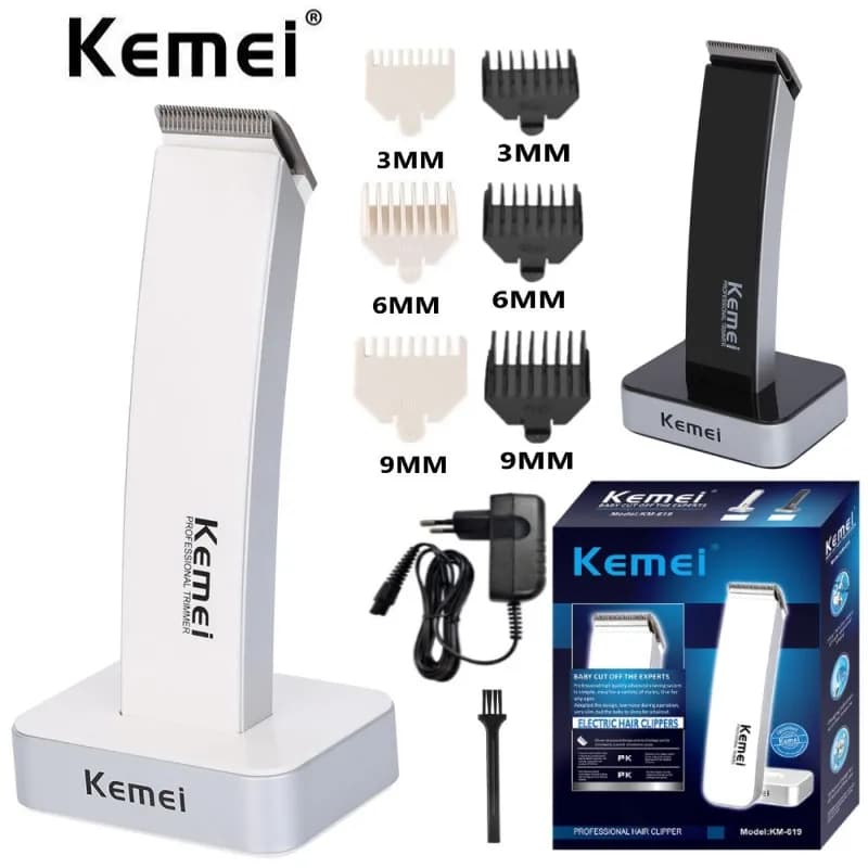 Kemei-619 Tagliacapelli ricaricabile con base di ricarica Rasoio elettrico Tosaerba Tagliacapelli professionale Tagliacapelli da uomo