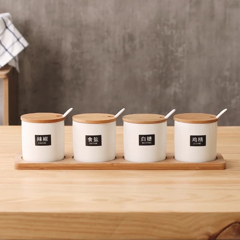 Set di Barattoli per Spezie in Stile Giapponese, Contenitori per Cucina, Set di Scatole in Vetro per Condimenti, Set Creativo di Contenitori per Peperoncino e Sale