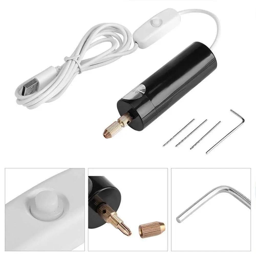 Set di 5 Mini Trapani Elettrici USB, Penna per Incisione Fai-da-Te, Utensile per Resina Epossidica e Creazione di Gioielli