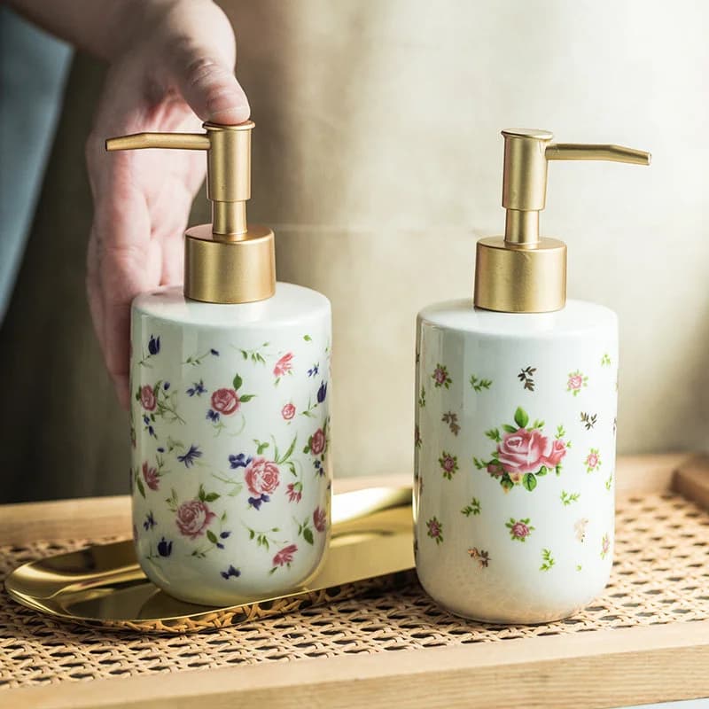 Bottiglia di Profumo in Stile Pastorale, Contenitore in Ceramica Fatto a Mano per Oli Essenziali, Bottiglia per Gel Doccia, Ornamenti Creativi per il Bagno