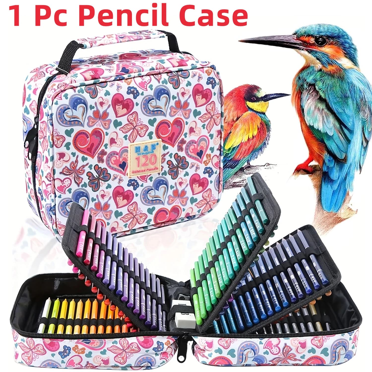 Astuccio colorato da 1 pezzo 50/72/120 slot, astuccio per penne di grande capacità, organizer per penne gel con cerniera per il trasporto portatile adatto