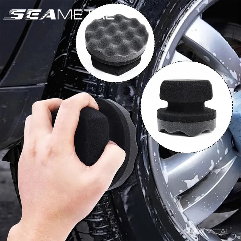 SEAMETAL 3 pcs self-adhesive wax polishing sponge with hexagonal handle for wax for hand tires sponge high density foam car accessories
