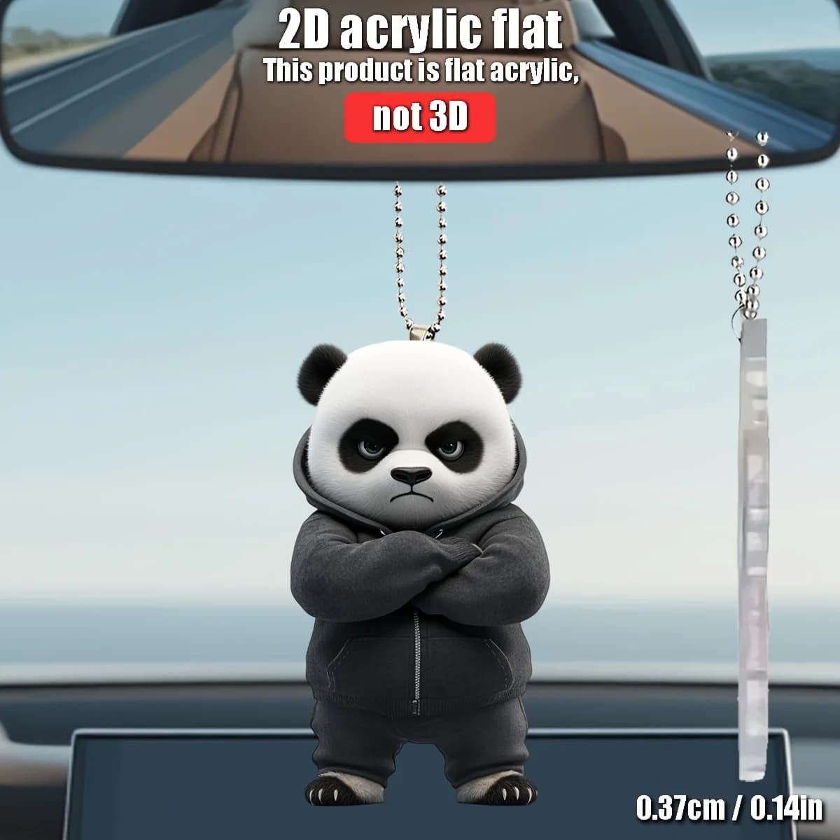Portachiavi per auto in acrilico con panda arrabbiato 2D e accessori per zaino, regalo per feste di Halloween, ciondolo con ciondolo, portafogli creativi