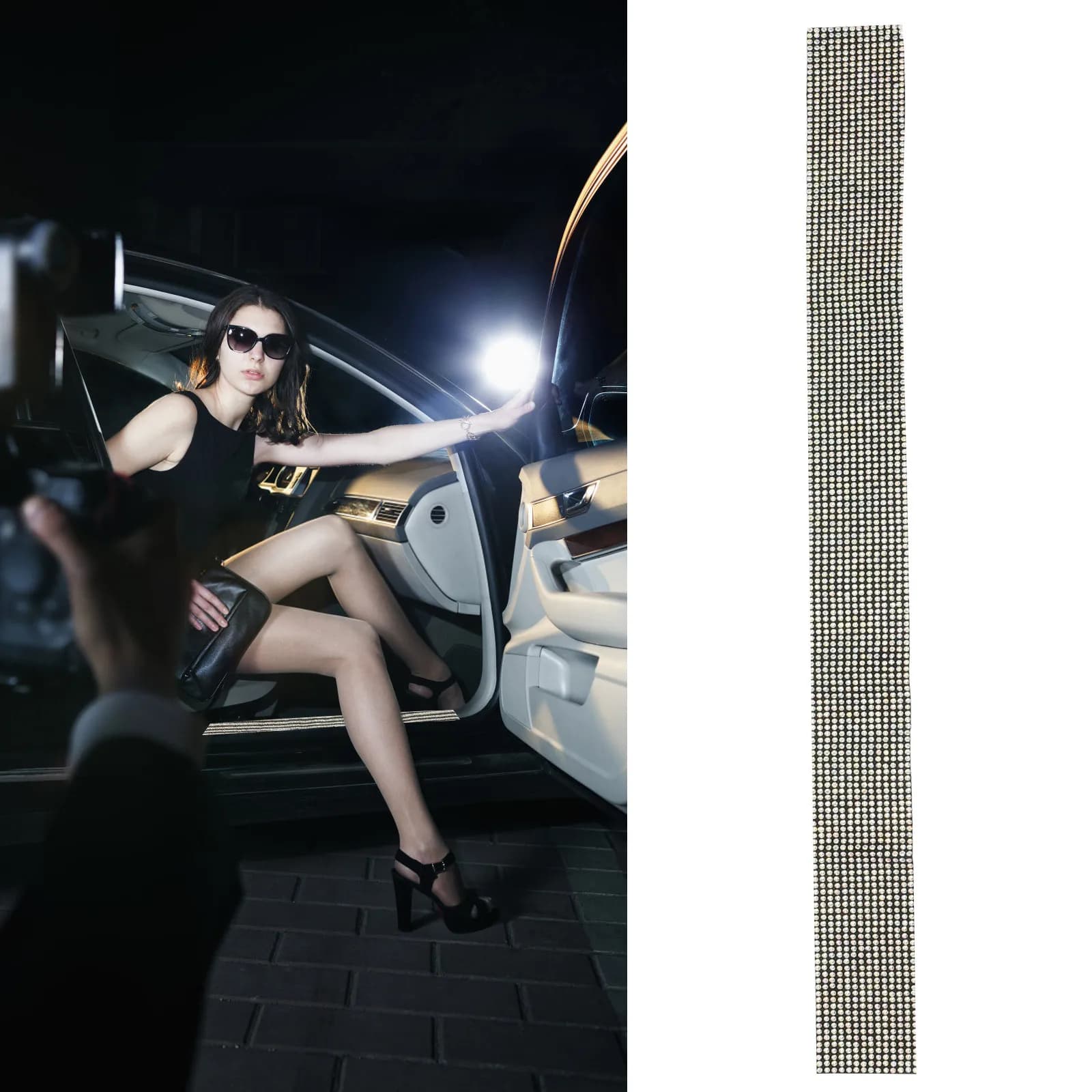 Set di 4 Protezioni per Soglia Porta Auto, Decorate con Strass, Resistenti all'Usura e ai Raggi UV, Protezione Esterna per Auto