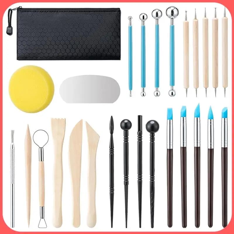 Kit di strumenti per argilla A76I, 27 strumenti per ceramica, pratico kit di strumenti per scolpire l'argilla polimerica, set di strumenti per argilla asciutta all'aria per bambini