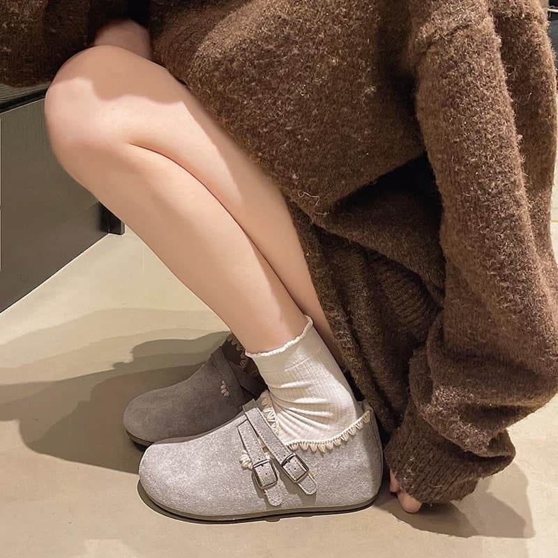 Scarpe da Donna Casual con Suola Spessa, Punta Rotonda, Fibbia, Impermeabili, alla Moda, Versatili, Comode, Antiscivolo e Traspiranti