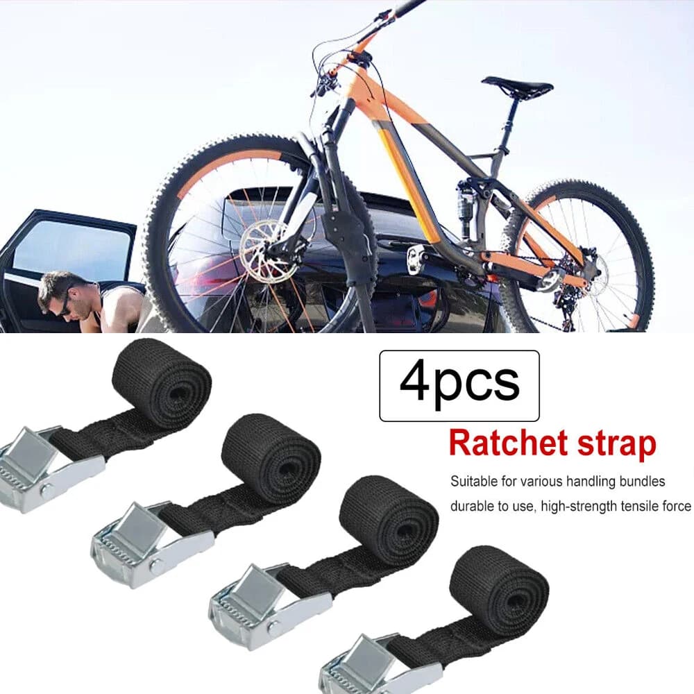 Black Lashing Straps With Clamping Lock Heavy Duty Fastening Straps For Motor Bicycle Luggage Fixing Tool