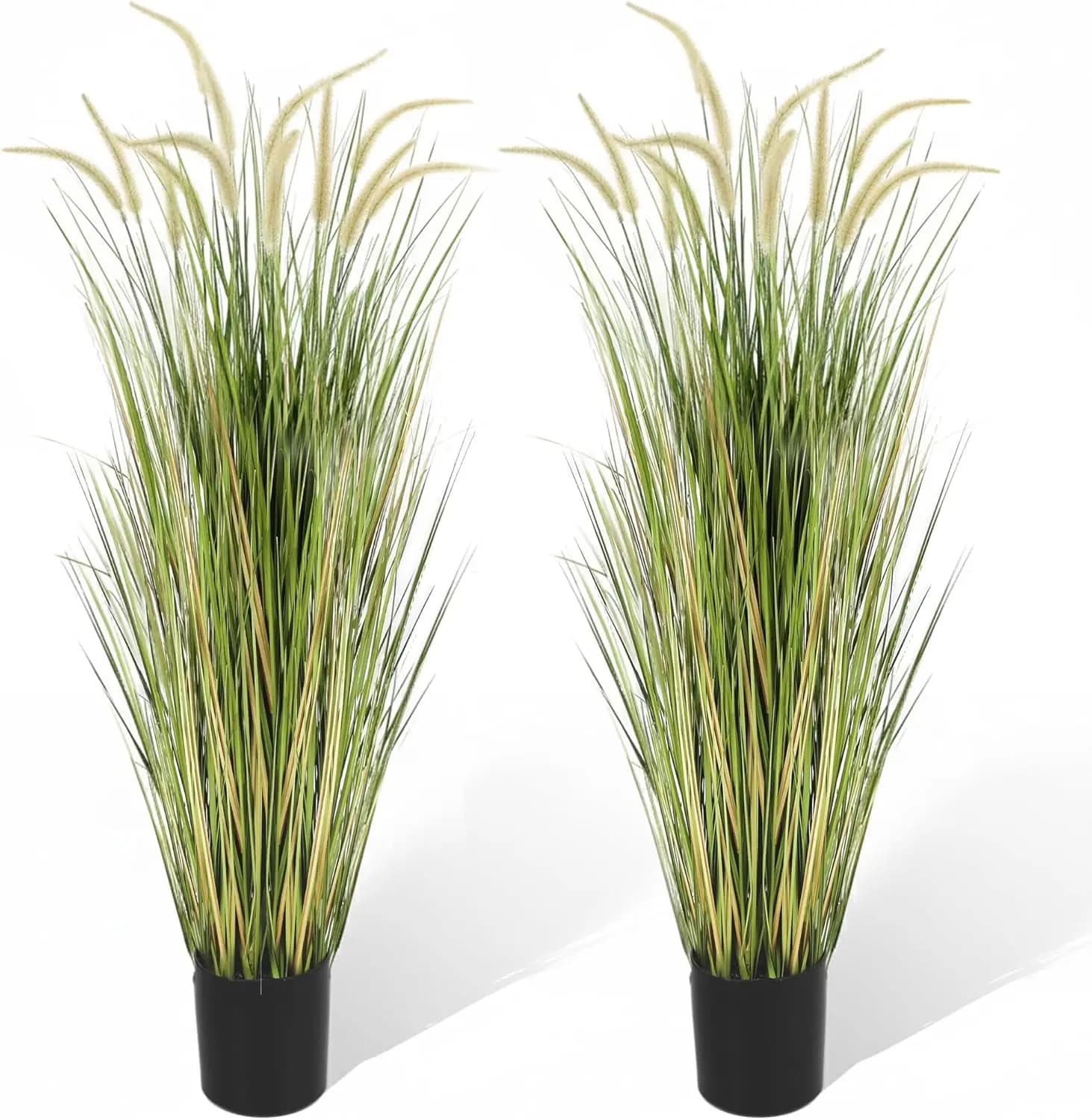 Pack of 2 Artificial Horsetail Shape Grasses, Height 150 cm, Fin Plant for Interior and Exterior Decorations, Green for Home and Office in Vase