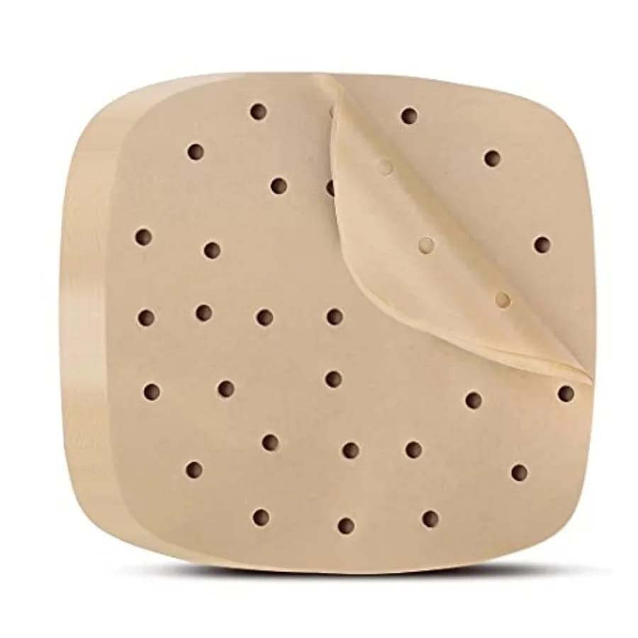 Air Fryer Parchment Paper Liners: 200PCS 8.5 inch Square Perforated parchment paper for Air Fryer, Premium Bamboo Steamer Liner