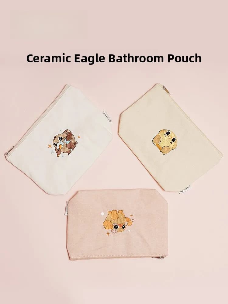 Portable Travel Wash Bag Ceramic Eagle Tripod Museum Cartoon Pattern Practical Storage Bag Cute National Museum of China