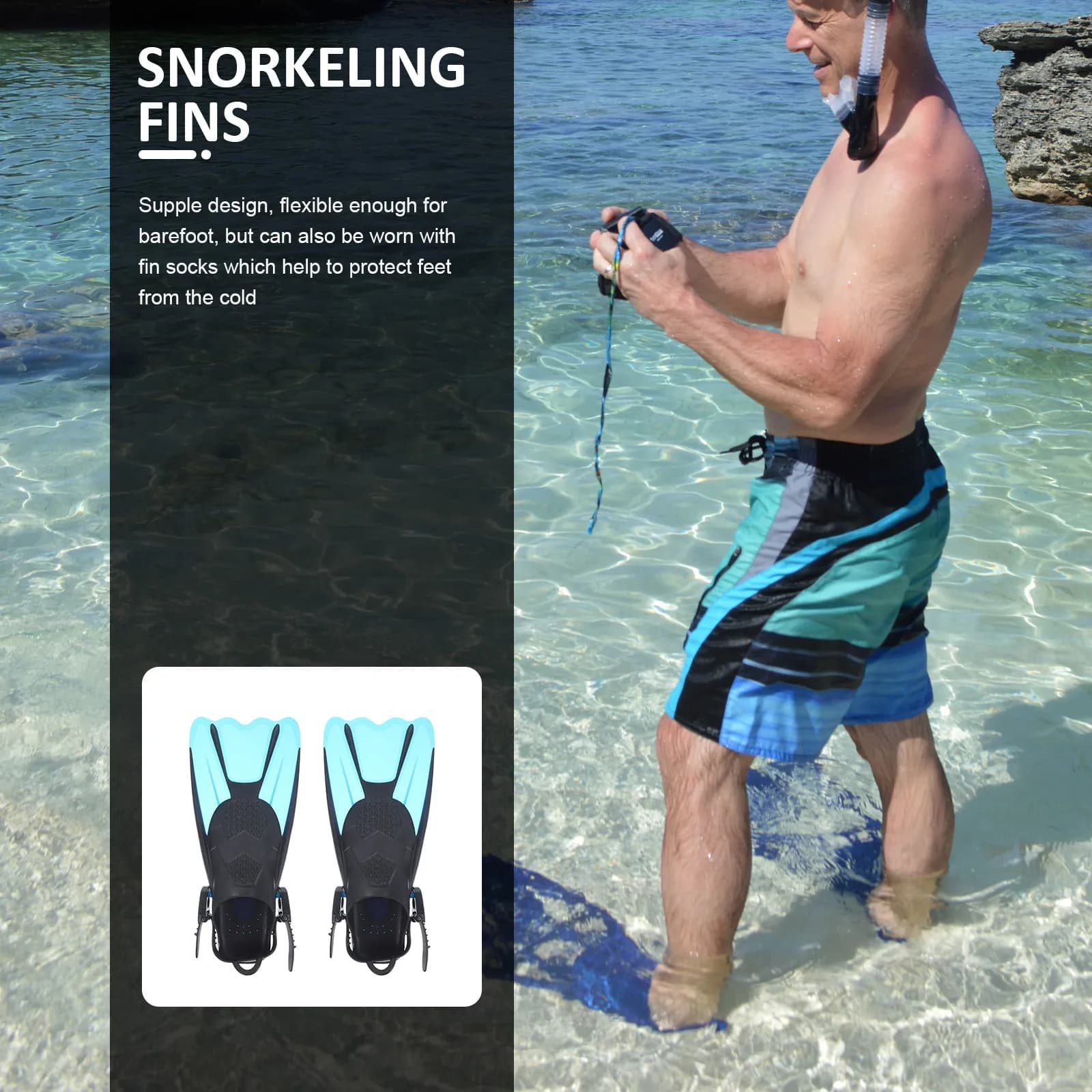 2 Pezzi Pinne da Immersione Idromecaniche Corte a Tallone Aperto per Snorkeling, Nuoto in Piscina e Mare, Compatte e Confortevoli per Snorkeler e Viaggiatori