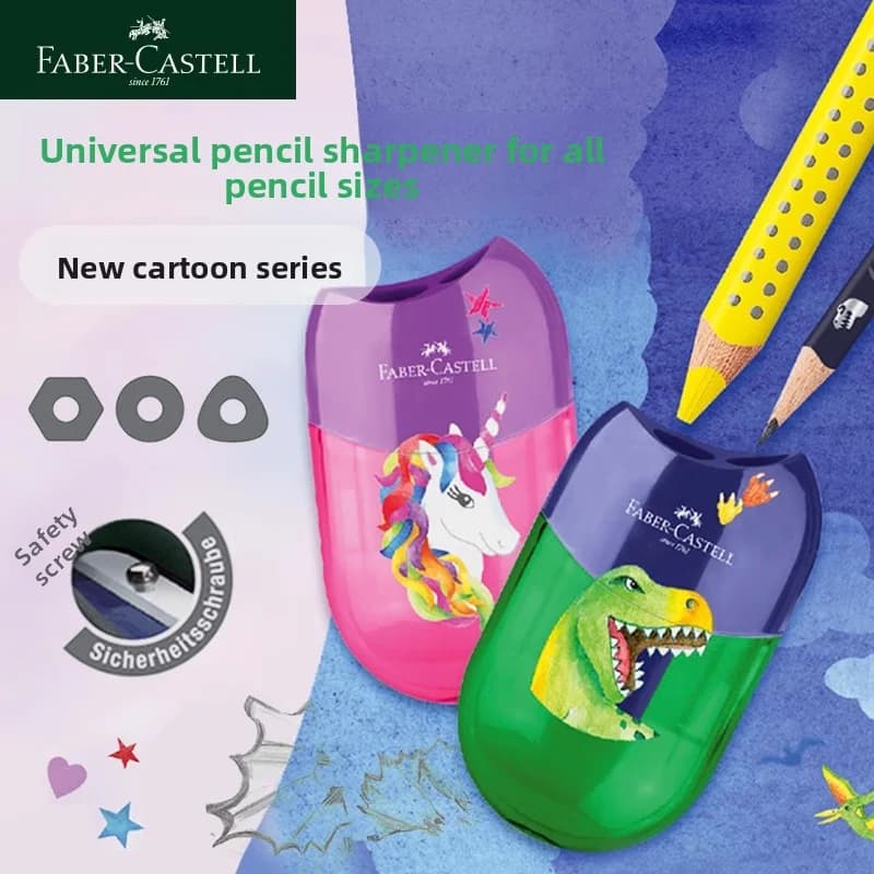 1 Pezzo Affilapenne Faber Castell a Doppio Foro con Gomma da Cancellare Coccinella / Pesce / Aquila, Articoli di Cancelleria Carini per il Ritorno a Scuola