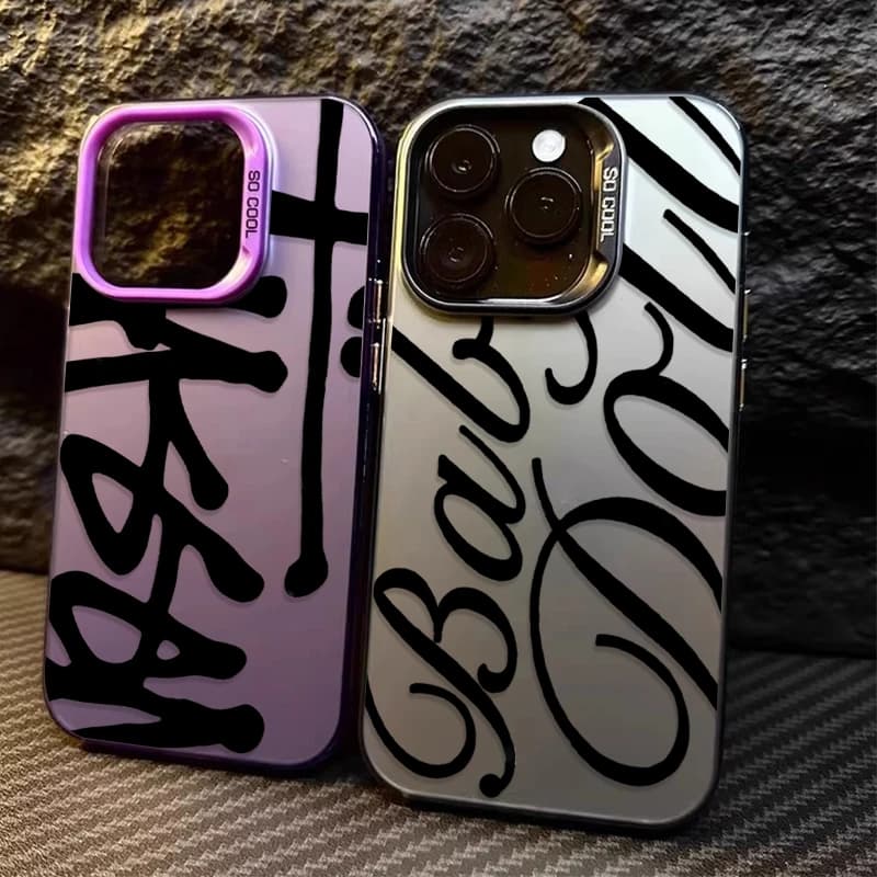 Protective Cover Rigida Creative with English Fashion Letters for iPhone 17 16 15 14 13 12 11 Pro Max Plus 17 Air 16E XR XS Max
