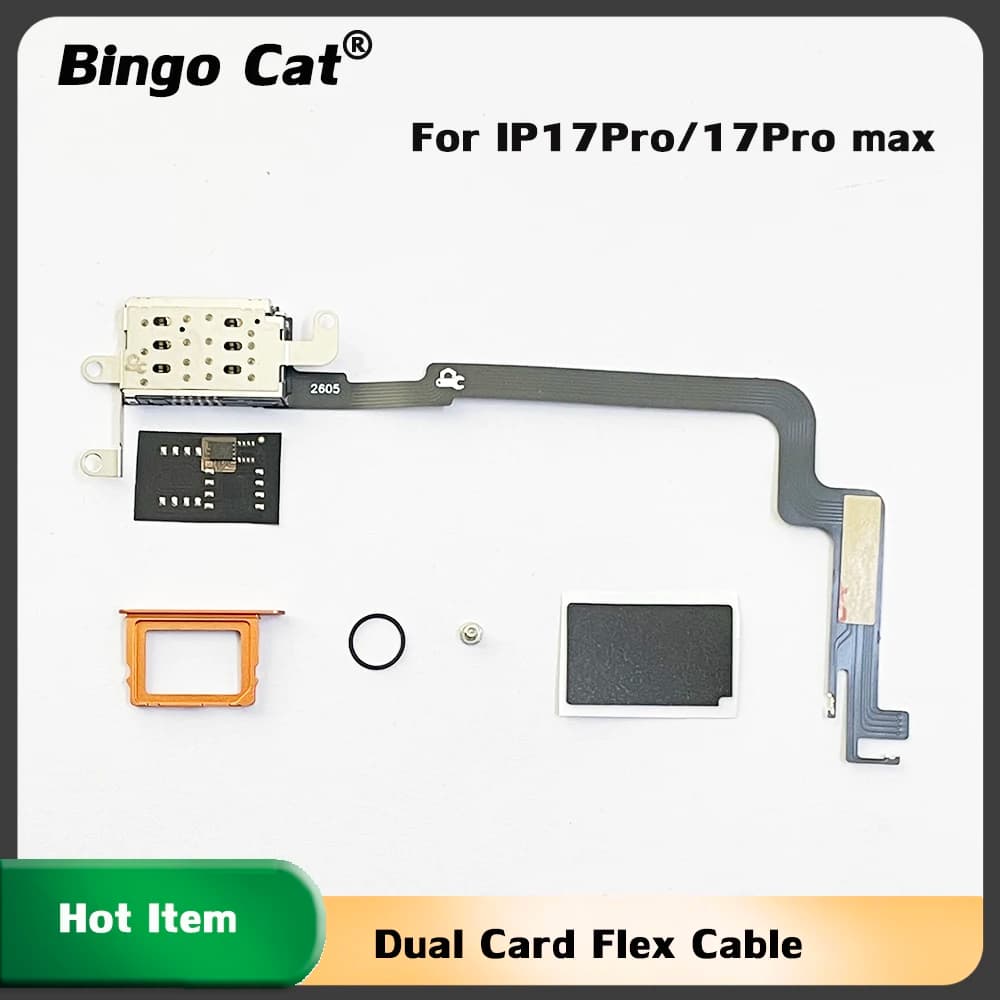 Per iPhone 17 Pro Max Versione USA: Cavo Flex di Conversione eSIM a Dual SIM + Slot Scheda + Vassoio SIM + IC MEP Snow Integrato - Ricambi per Riparazione