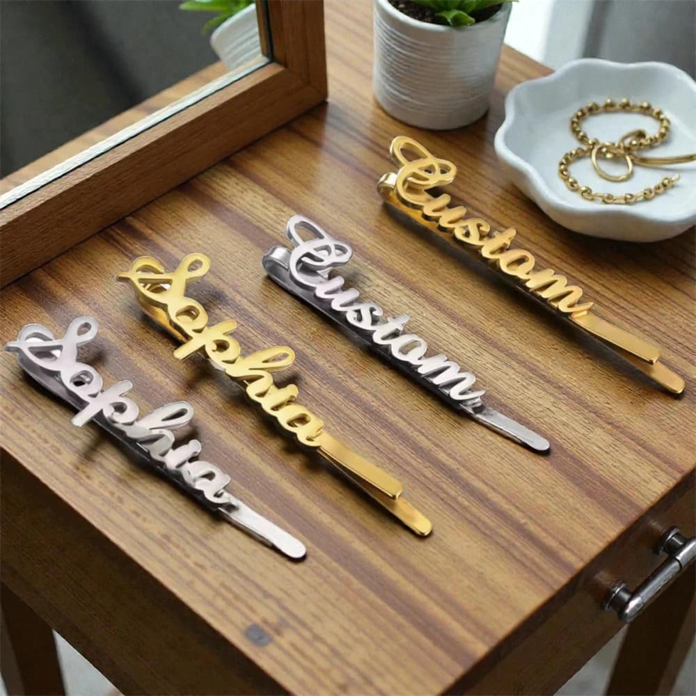 Fermaglio per capelli personalizzato con nome, in acciaio inossidabile, accessorio per capelli personalizzato per donne e ragazze, gioiello per la testa, regalo affascinante.