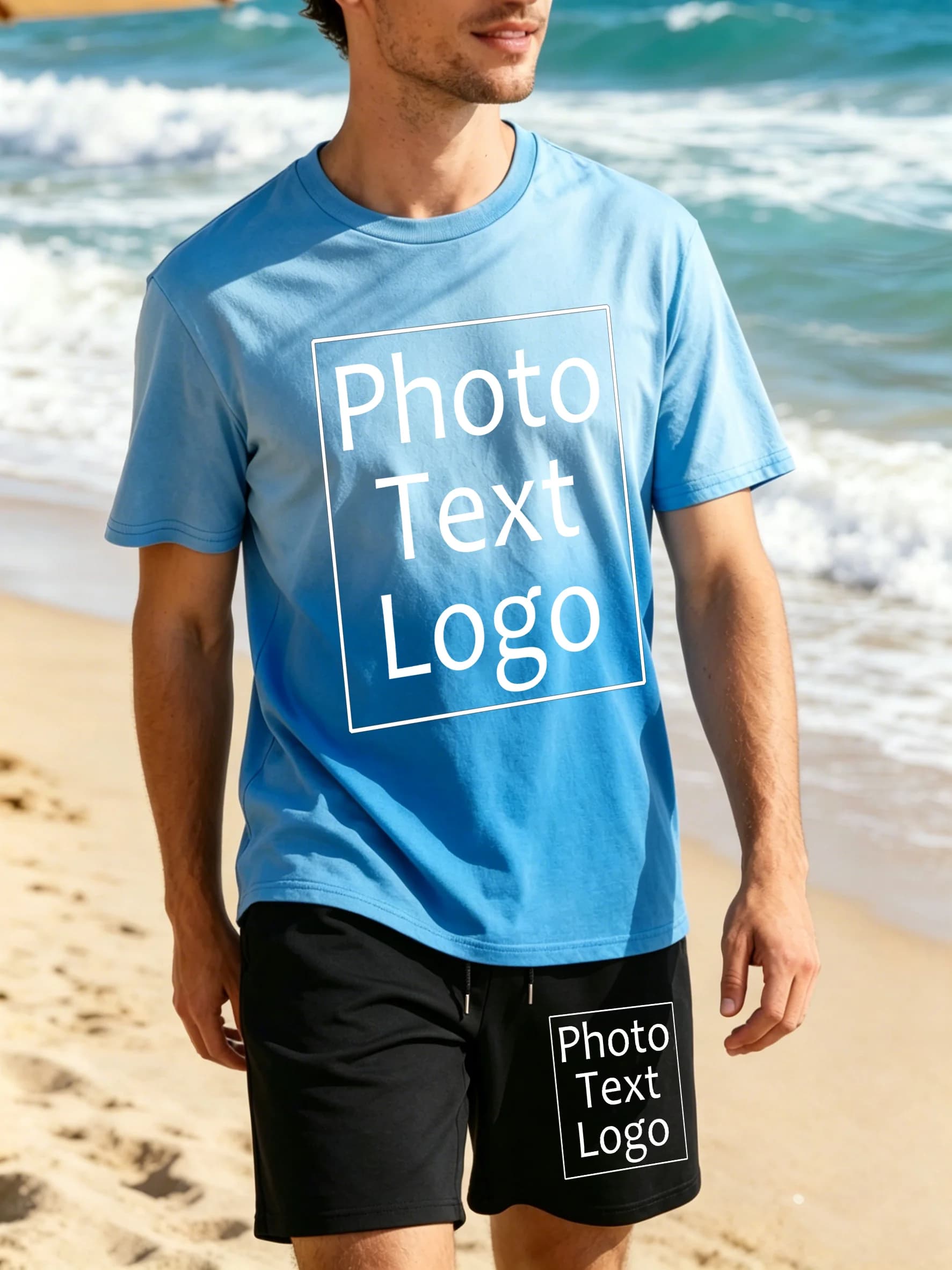 Personalized Custom Logo Summer Casual Tie-Dye T-Shirt Sets Male Beach Street Cotton Short Sleeve Pocket Loose All-Match Shorts