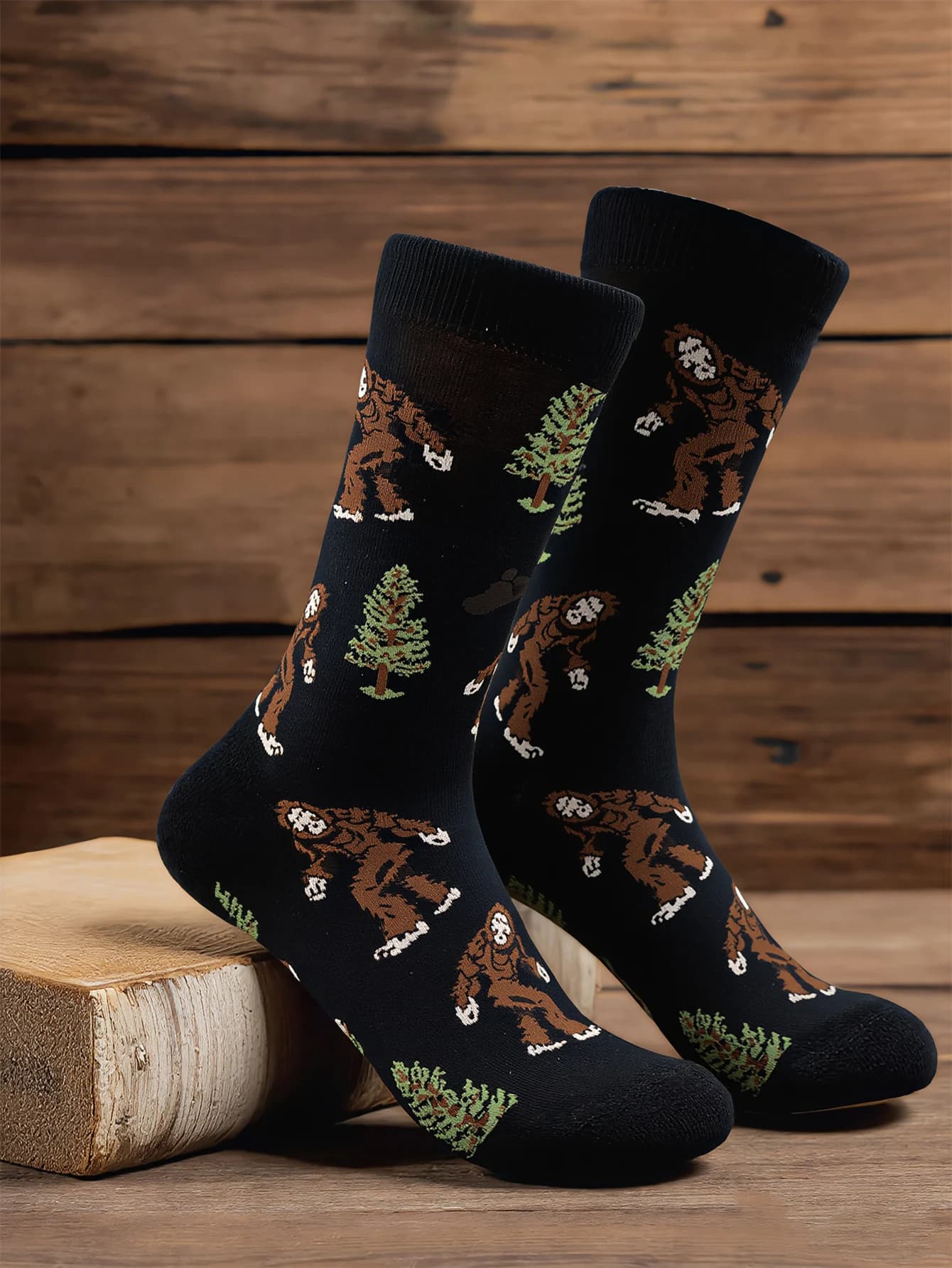 1 paio di calzini da uomo con stampa divertente a forma di scimmia, calzini casual in cotone a mezza gamba per uomo, streetwear, skateboard, nuovi.