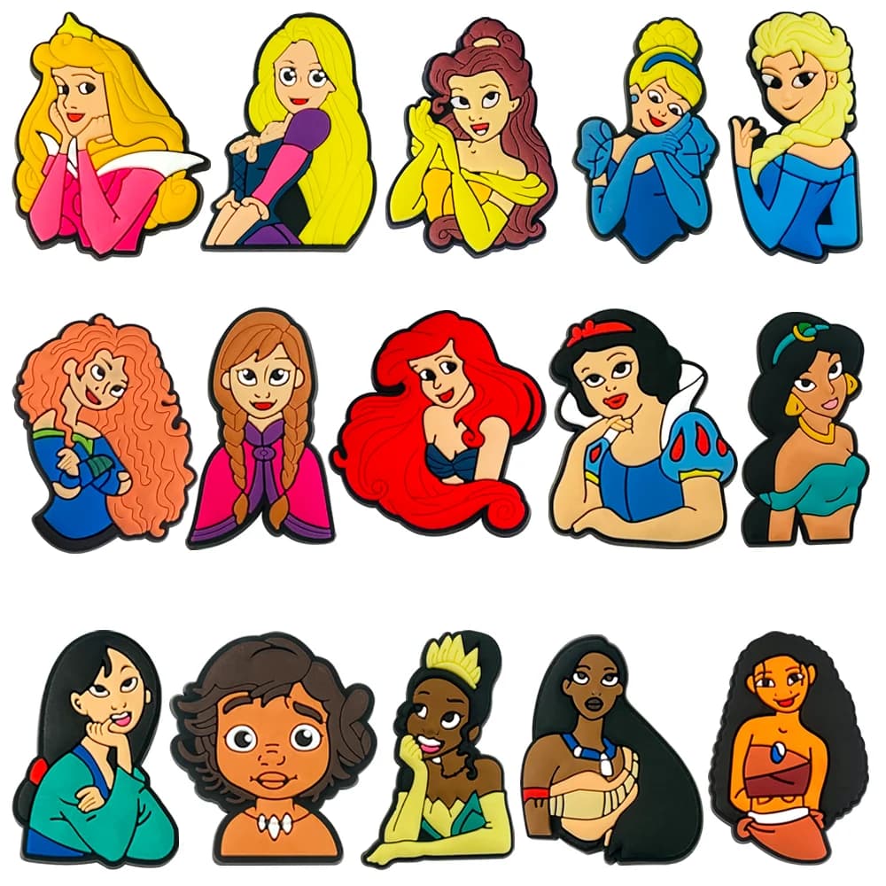 15 Pezzi Decorazioni per Scarpe delle Principesse Disney, Accessori Fai-da-Te, Bottoni Decorativi per Sandali Bubble Slides per Bambini e Adulti