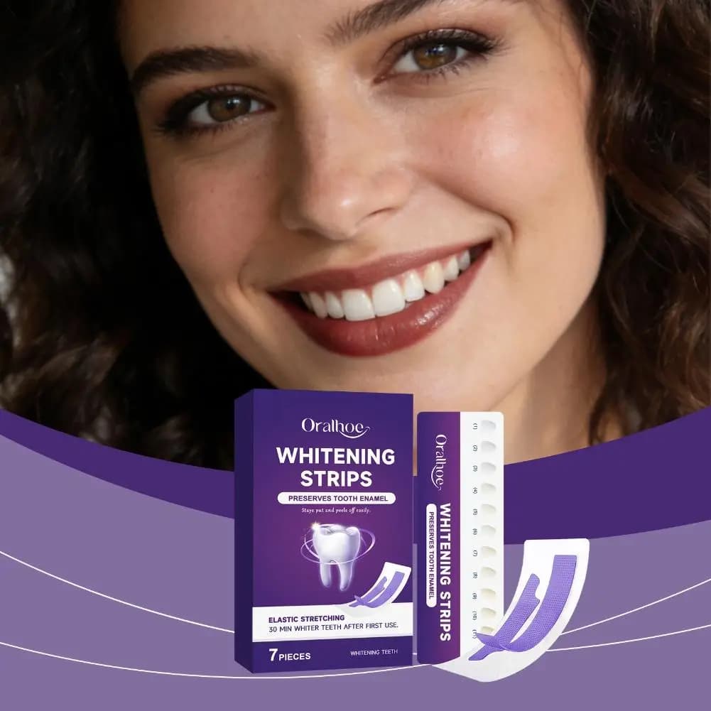 Strisce sbiancanti elastiche per la pulizia profonda e la protezione dello smalto dentale, 1/2 scatola, set di strisce sbiancanti viola per denti