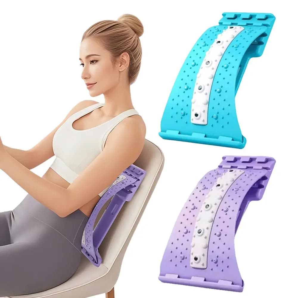 Massaggiatore per la schiena dal design ergonomico, regolabile con pietre magnetiche, cuscino per la correzione spinale, antiscivolo, stiratore lombare a 4 livelli