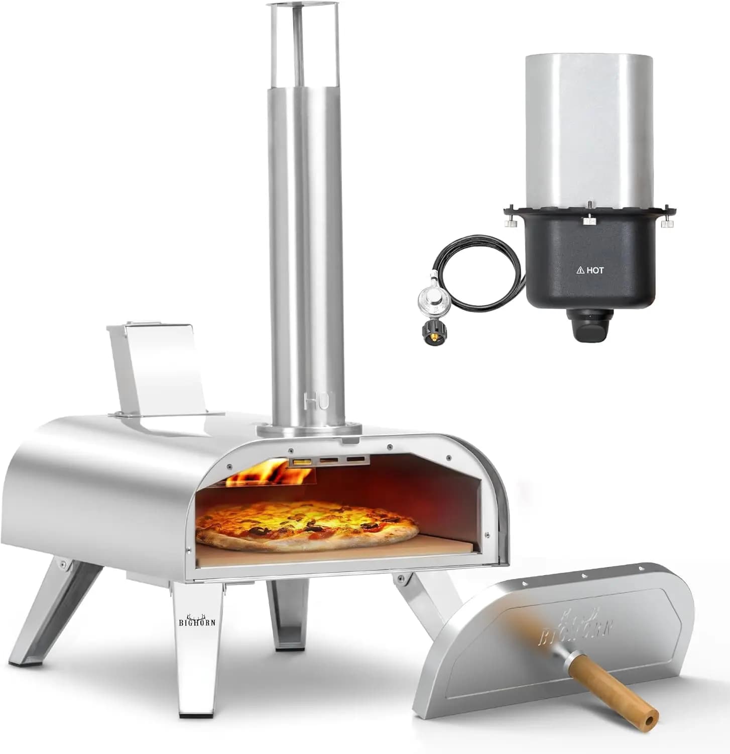 Forno per Pizza multicombustibile da 12 "forno per Pizza da esterno portatile a legna e a Gas propano per Pizza con pietra per Pizza