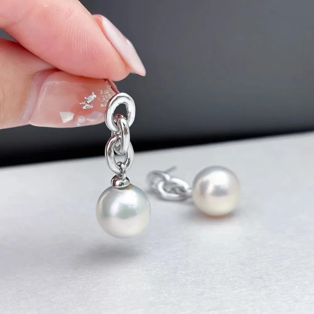 MeiBaPJ 10-11mm Natural Round Pearls Fashion Pendant Earrings 925 Silver Wedding Jewelry For Women