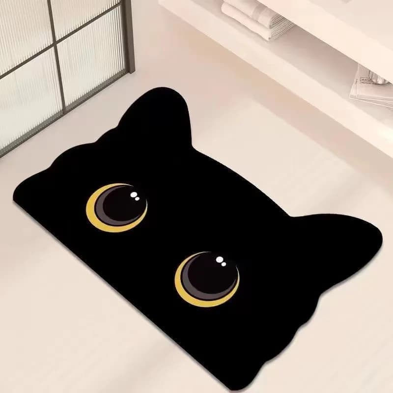 New Bathroom Mat in Terra Diatomacea with VIKAMA Cat Printing: Resistant to Macchie and Easy to Clean