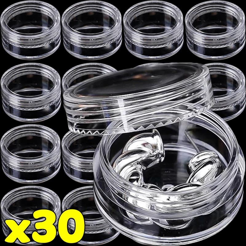 10-30 Pezzi Mini Contenitori Vuoti in Plastica Trasparente da 3g/7g/10g per Cosmetici, Trucchi, Gioielli, Nail Art, Ombretti e Organizzazione