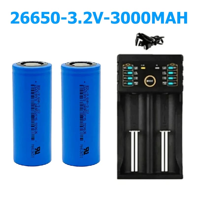 Batteria LiFePO4 26650 3000mAh 3.2V Ricaricabile per Torce, Luci di Emergenza, Controller di Gioco, Torce Elettriche