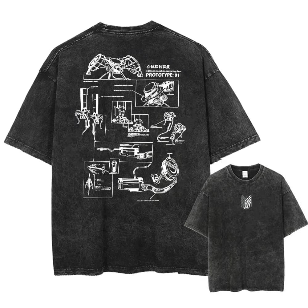 Nuovo arrivo Abbigliamento uomo Tee Shirt T-shirt Lavata Tshirt per uomo Giappone Classico Anime Fan Attack on Titan Eren Jaeger Stampato