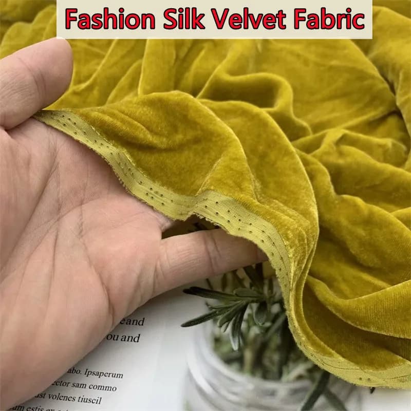 High-grade Real Velvet Mulberry Silk Fabric Solid Color Velvet Fabric According To The Sale of Meters Sewing Alibaba Express Div