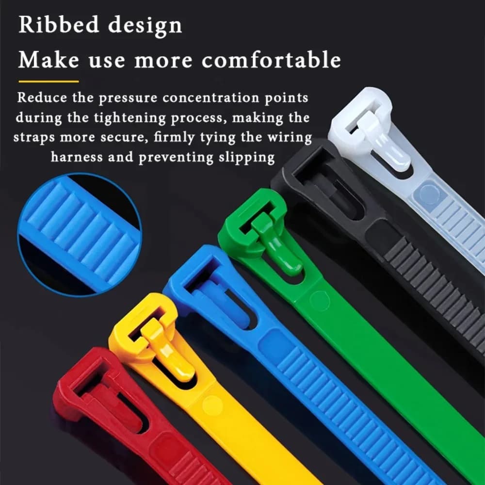 50PCS 5*200 Plastic Reusable Cable Zip Tie Nylon May Wrap Straps Ties Slipknot Loose SlipknotRecycle Organizer Detachable Bundle