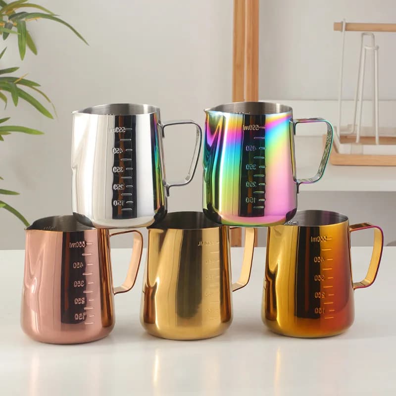 350/550ML Caffè Latte Schiuma di Latte Brocca Montalatte Brocca in Acciaio Inox Espresso Barista Brocca Latte Pentola con Bilancia