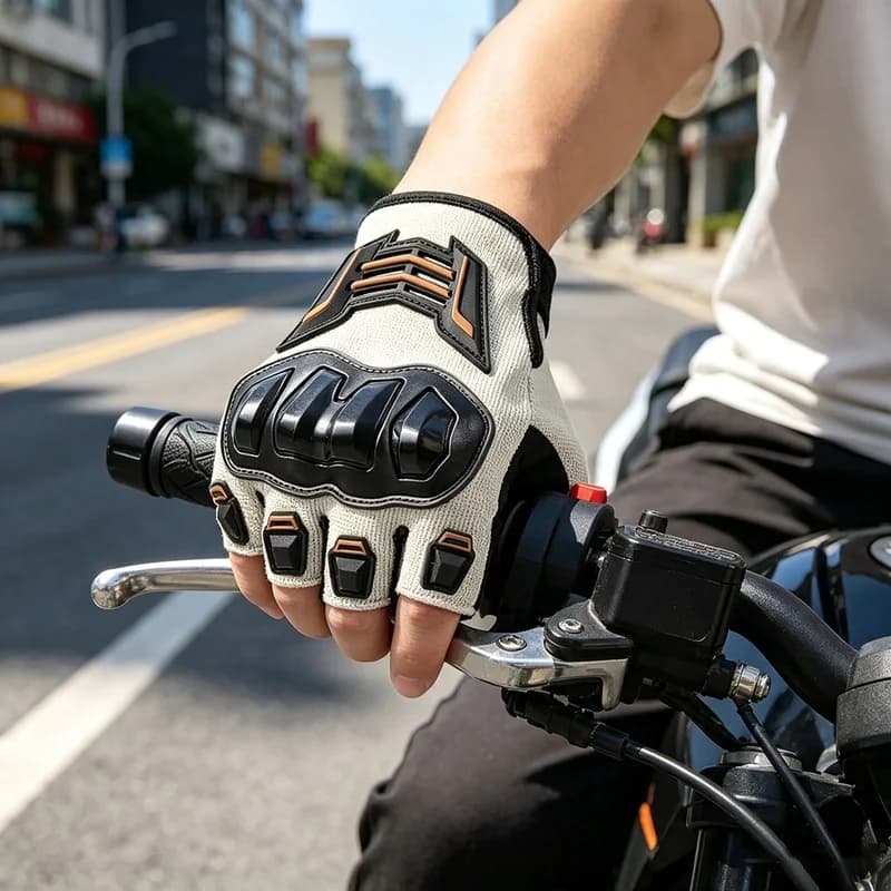 Summer Half‑Finger Motorcycle Riding Gloves Breathable Non‑Slip Shock‑Absorb Protective Glove For Men Urban City Street Items