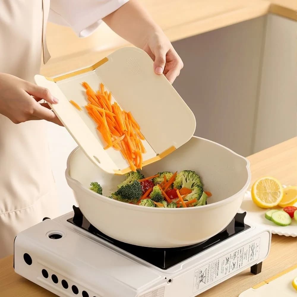 Tagliere Pieghevole Portatile Antiscivolo in Plastica per Alimenti, Tagliere da Cucina a Doppio Lato per Frutta