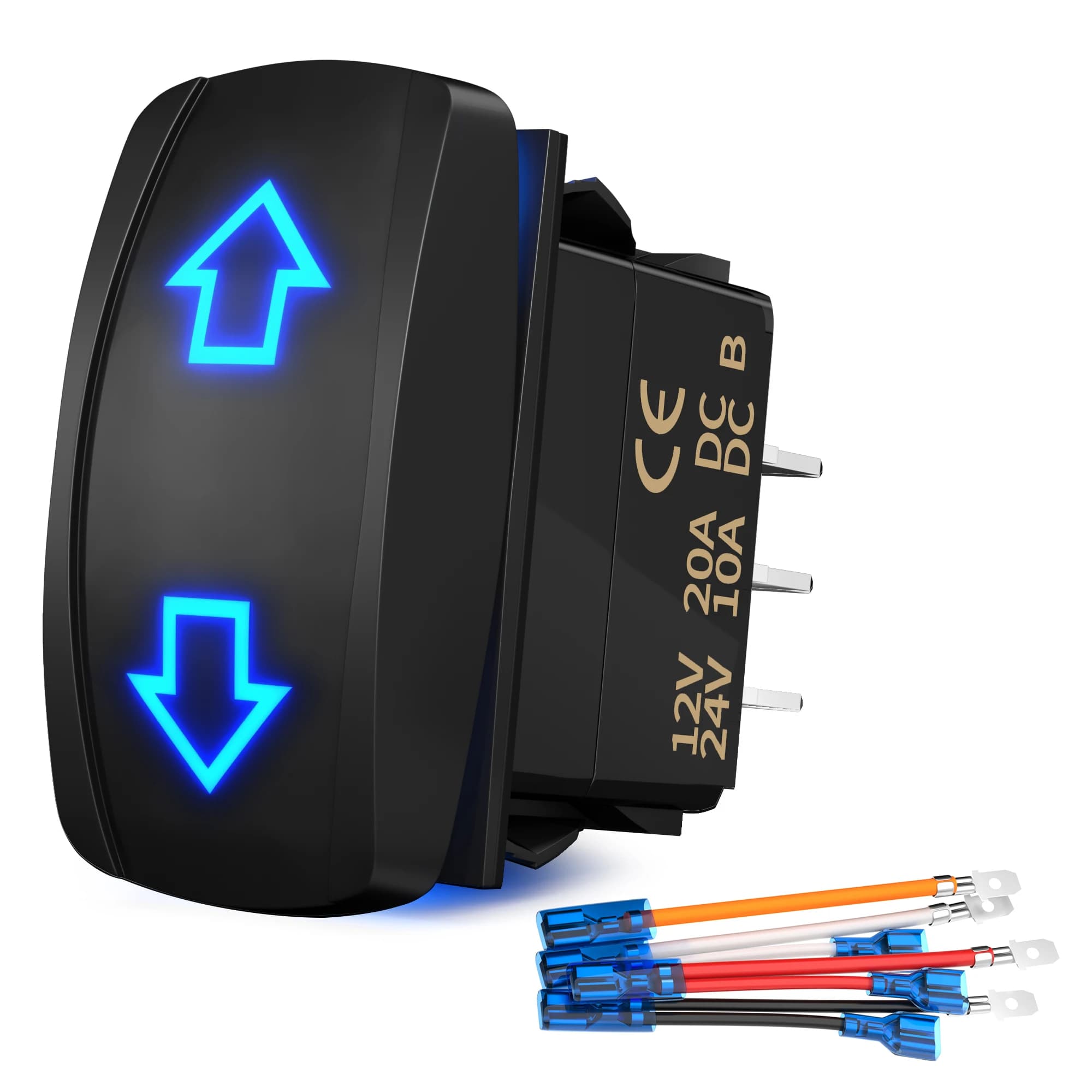 Interruttore a bilanciere momentaneo 7 pin DPDT 20A (ON)-Off-(ON) con freccia per inversione polarità motore su/giù per camper, roulotte, auto, camion