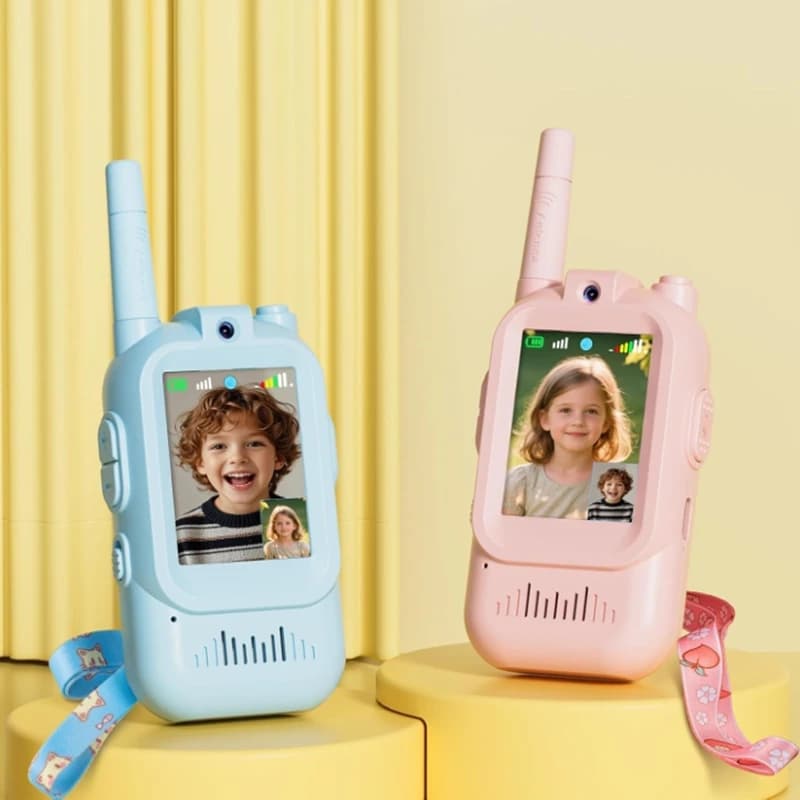 Walkie-talkie video per bambini, confezione da 2, con schermo di visualizzazione, convertitore vocale e chat video in tempo reale, regalo a lungo raggio per bambini