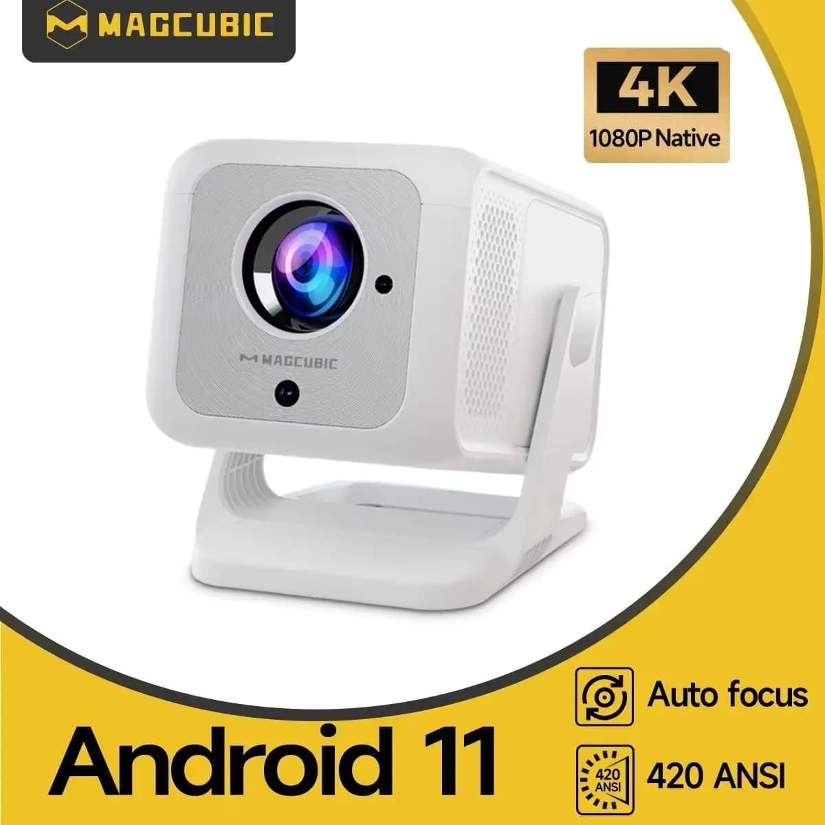 Magcubic Auto Focus 4K HD 1920*1080P 420ANSI Portable Android 11 BT5.4 HiFi 5W Speaker built for Home Theater HY310 X