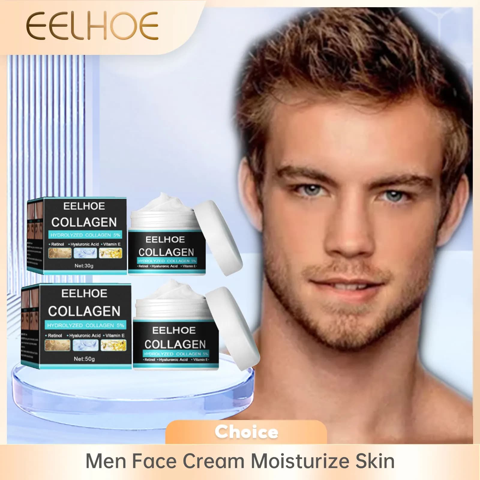 EELHOE Men Face Cream crema viso al collagene prodotto originale per la cura del viso degli uomini idratazione della pelle secca crema idratante all'acido ialuronico